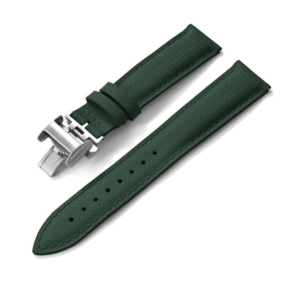STAPELP – Fabric Sailcloth Strap, 18mm, 19mm, 20mm, 22mm, Top FKM + Leather Base, Textured Rubber Watch Straps, Quick Release Pin Buckle