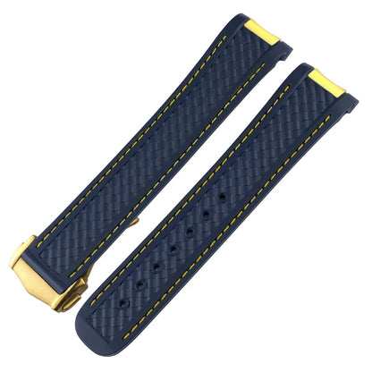 Bracelet de montre en caoutchouc incurvé de 19mm, 20mm, 21mm, adapté à Omega AT150 Seamaster 300 AQUA TERRA, bracelets en or Rose, bracelet de montre en Silicone
