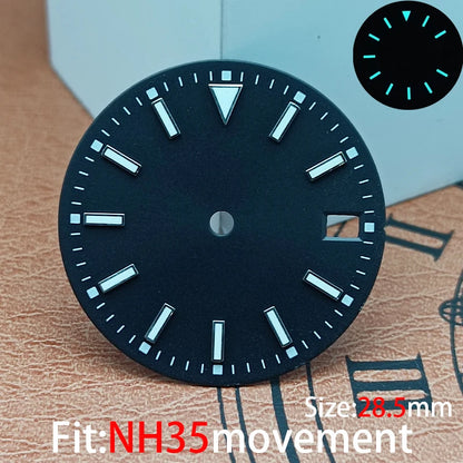 The 28.5mm luminous yellow, black, blue, and green sterile watch face is suitable for NH35/8215/2836 movement watch accessories