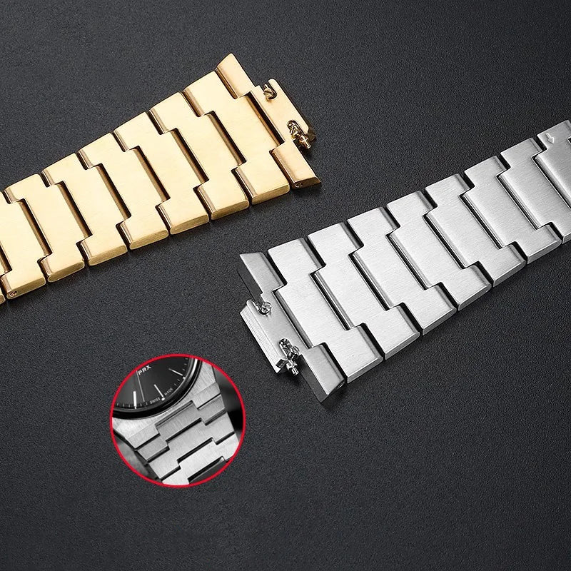 Bracelet de montre en acier inoxydable, pour Tissot Store X Super First T137410A/407A 27x12mm, joint convexe, métal raffiné, argent or