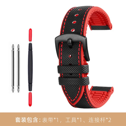 Bracelet de montre en Nylon et Silicone pour hommes, 20mm, 22mm, 24mm, étanche et respirant, en caoutchouc, accessoires