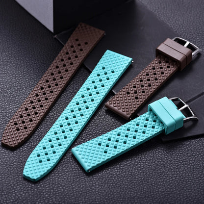 Bracelets de montre en caoutchouc FKM tropical premium 20 mm 22 mm à dégagement rapide, motif nid d'abeille, respirants et poreux pour Seiko SRP775