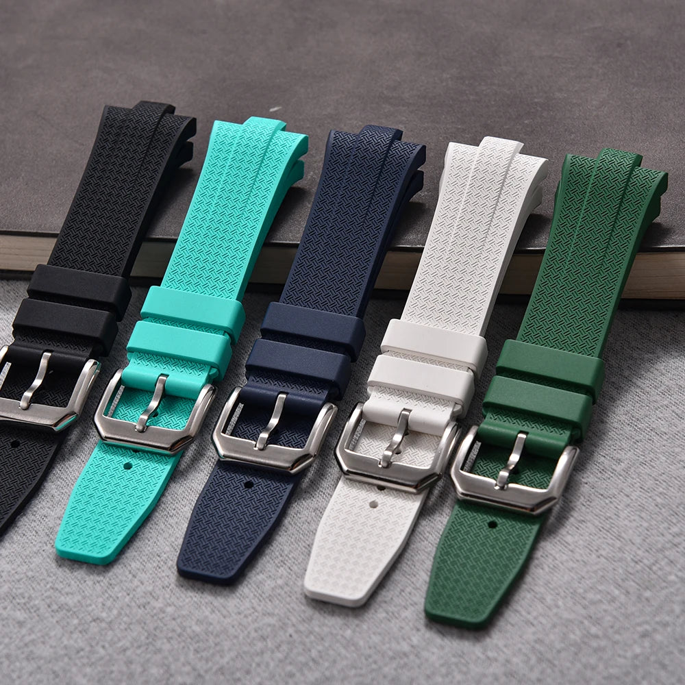 Bracelet de montre FKM à extrémité convexe 9mm pour Citizen NJ0150 NJ0151 ME, série de couleurs, bracelets de montre en caoutchouc fluoré à dégagement rapide