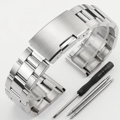 Bracelet de montre universel en acier inoxydable massif, 18, 20, 22, 24mm, extrémité droite, bracelet en métal, bracelet de remplacement pour hommes
