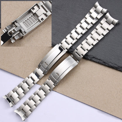 Cinturino per orologio in acciaio inossidabile massiccio argento con chiusura deployante Glide Lock 21 mm 20 mm per Rolex Submariner Daytona