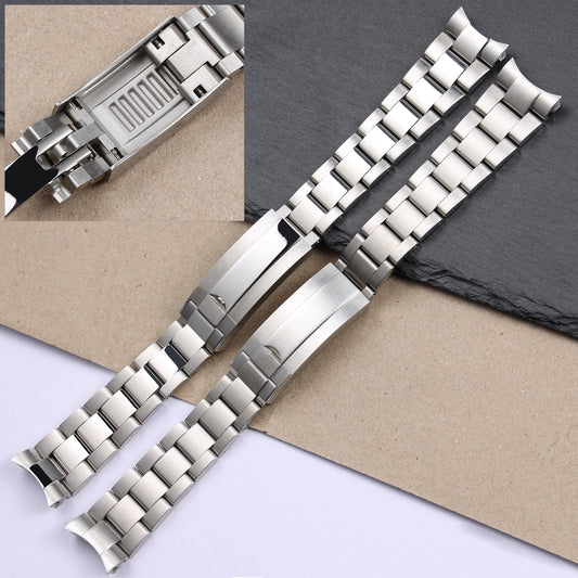 Cinturino per orologio in acciaio inossidabile massiccio argento con chiusura deployante Glide Lock 21 mm 20 mm per Rolex Submariner Daytona