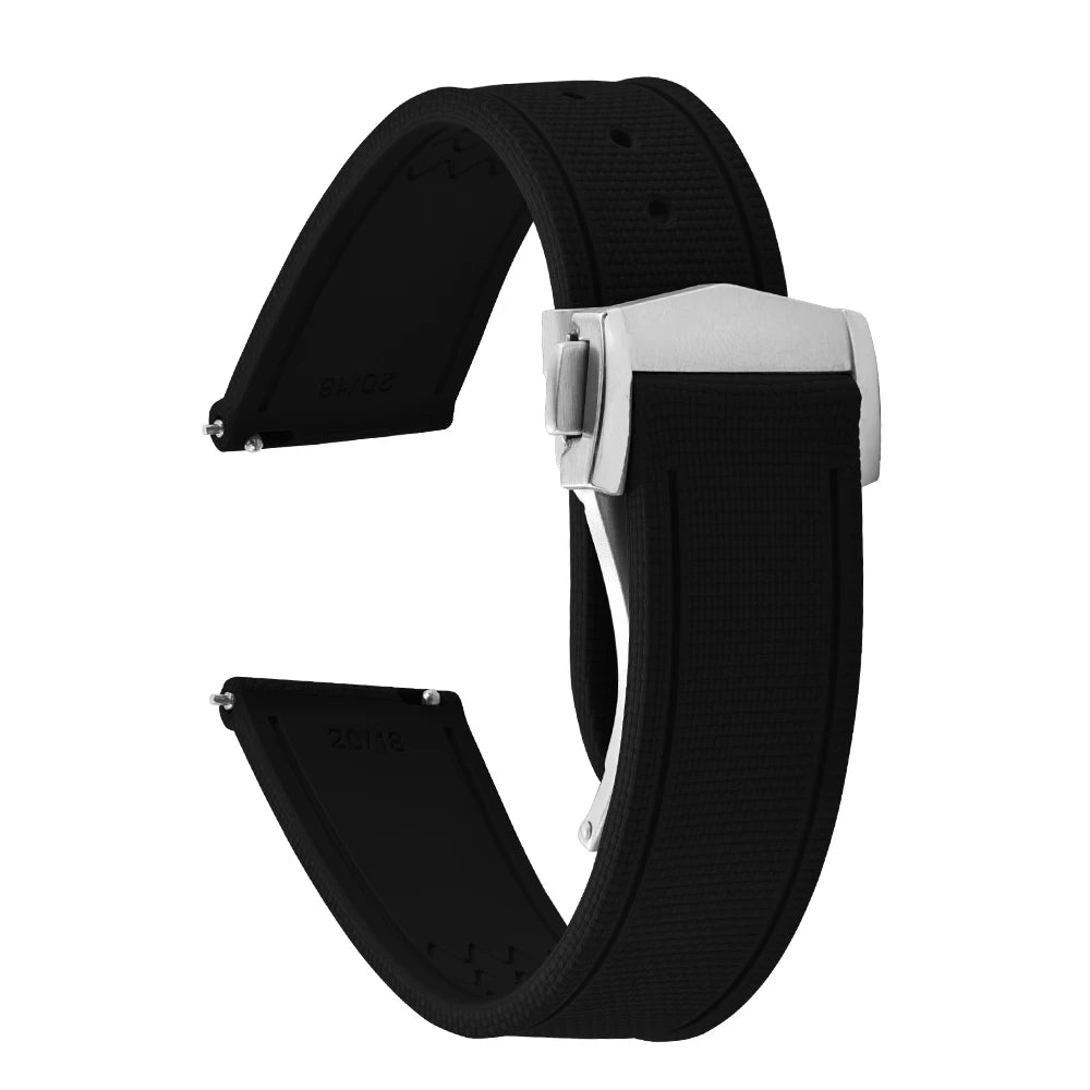 Premium Quality FKM Soft Rubber Watch Strap 20mm 21mm 22mm Sailcloth Texture Sport Band Quick Release Universal Watchband for DLug
