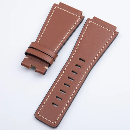 Bracelet de montre en cuir véritable de haute qualité, 34x24mm, convexe, pour Bell Strap Ross BR-01 BR-03, avec boucle à ardillon