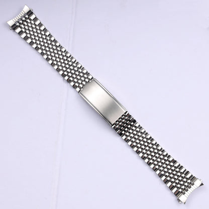 Cinturino per orologio in acciaio inossidabile massiccio con anse curve da 18/19/20 mm per Omega Seamaster De Ville, bracciale vintage retrò a maglie