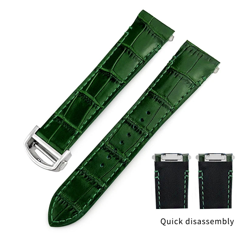 Bracelet en cuir de vache pour montre Cartier Santos WSSA0009 WSSA0018, vert, marron, noir, 21mm, bracelet de montre en cuir à dégagement rapide pour hommes