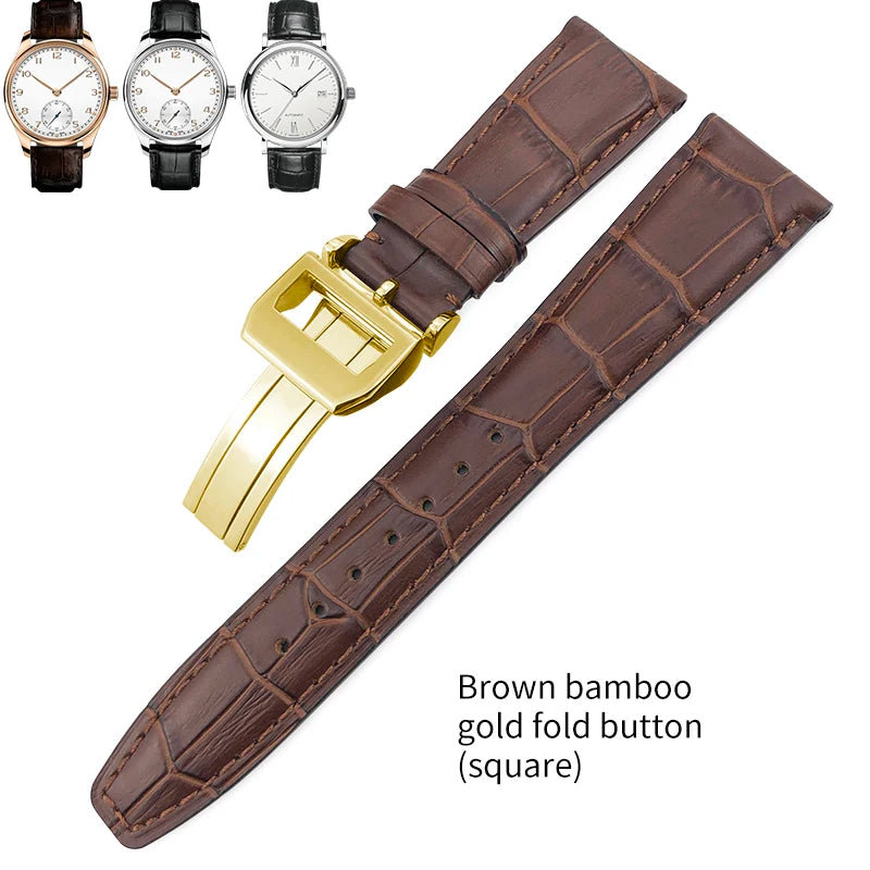 Bracelet de montre en cuir véritable pour hommes, 20mm, 21mm, 22mm, pour IWC, portugais, pilote, marron, noir, bleu