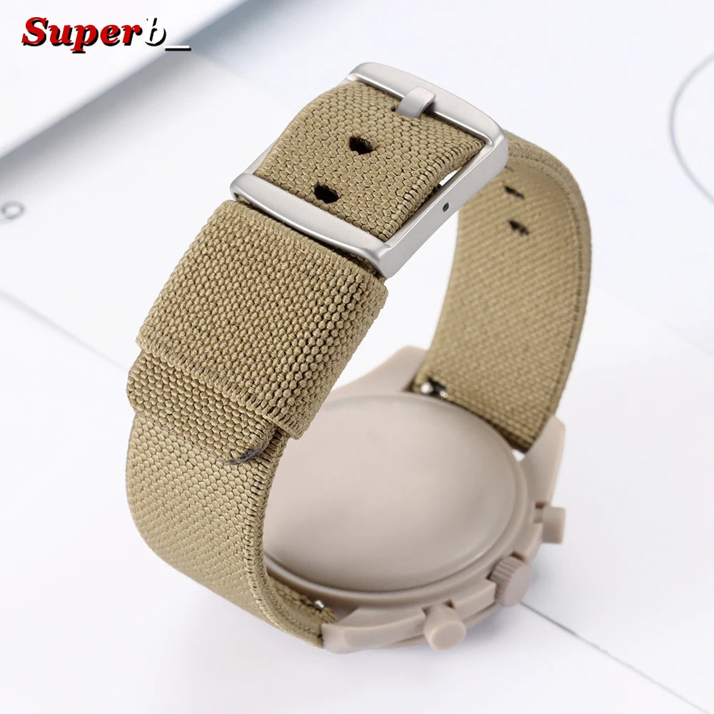 Quick Release Nylon Watch Strap, Black, Green, Blue, 20mm, for Omage Watches, Men's and Women's Canvas Sport Bracelet