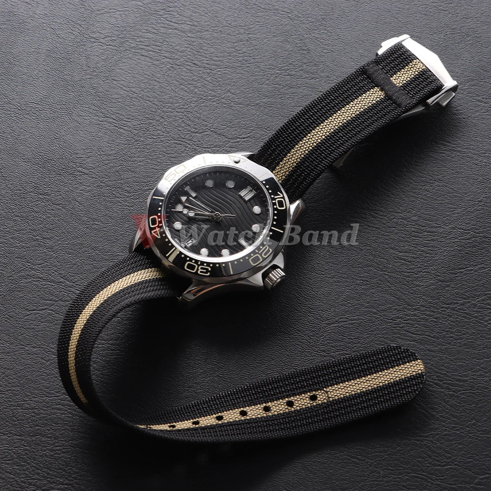 Pour Omega pour Swatch pour Moonswatch toile Nylon bracelet de montre 20mm pour Seiko Sport bracelet de montre étanche boucle pliante brossée