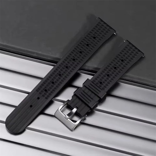 Watchdives Premium Embossed Silicone Watch Strap, 20mm, 22mm, Soft Rubber, Quick Release, Durable, Unisex, Replacement Band