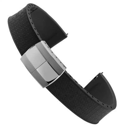 Bracelet de montre en caoutchouc fluoré, coupe sur la taille, 18/19/20/21/22mm, boucle de déploiement FKM en mosaïque, extrémité plate universelle, remplacement du Bracelet