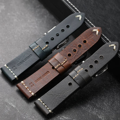 Handmade Vintage Calfskin Watch Strap for Men, Brown and Blue Strap, Soft Strap, Oil-Resistant, 18mm, 19mm, 20mm, 21mm, 22mm, 24mm