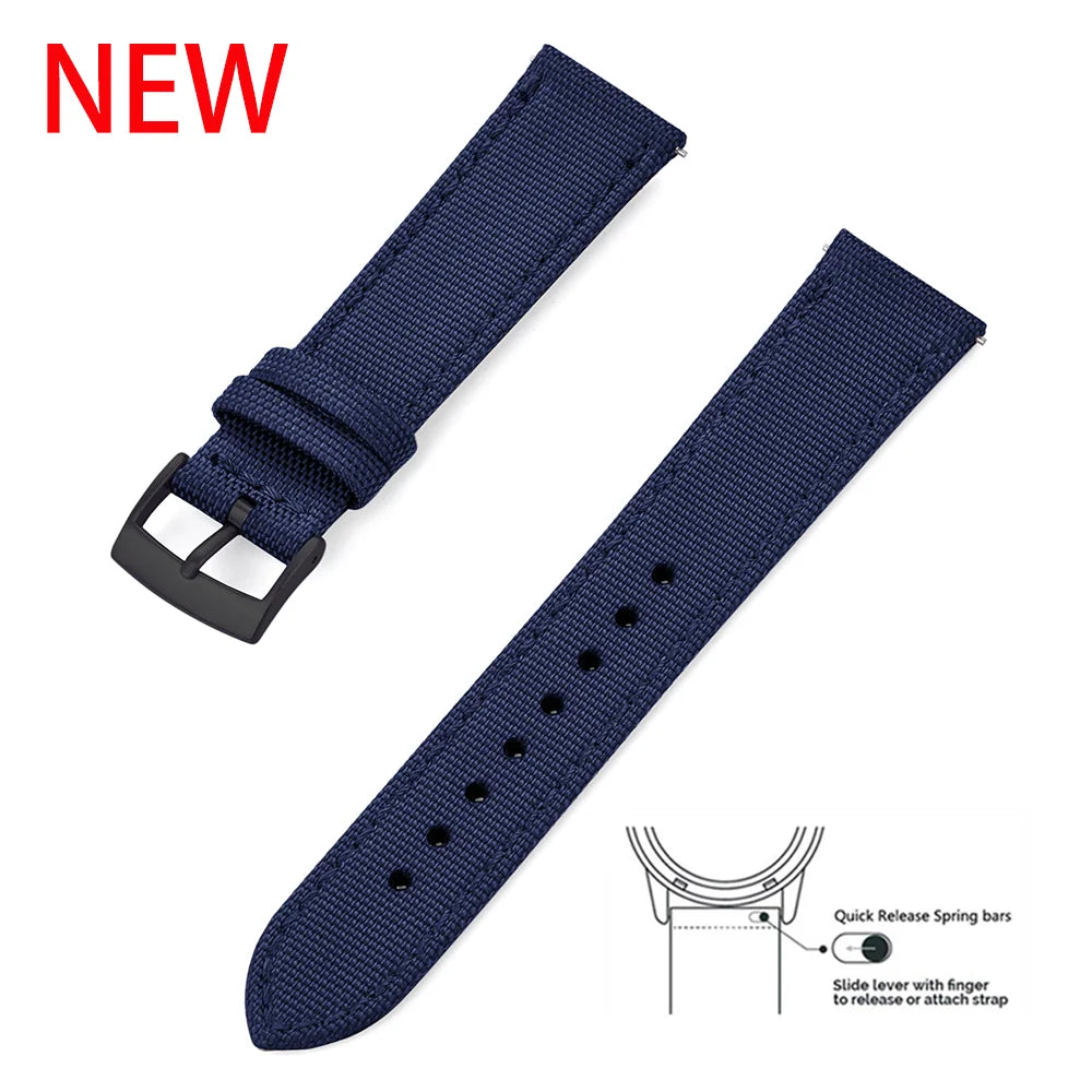 Leather and Nylon Watch Strap for Men and Women, 18mm 20mm 22mm, Quick Release, Universal, Suitable for Traditional Smartwatches