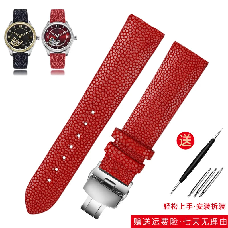 Bracelet de montre en peau de poisson perle pour Huawei TISSOT Omega Mido Tudor bracelet de montre en cuir Manta Ray pour hommes et femmes 20mm 22mm