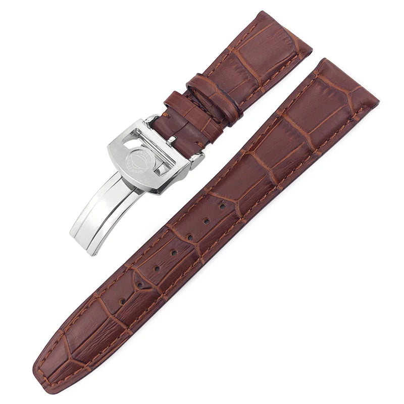 Bracelet de montre en cuir véritable pour hommes, 20mm, 21mm, 22mm, pour IWC, portugais, pilote, marron, noir, bleu