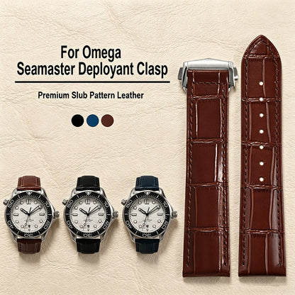 Bracelet en cuir d'origine pour montre Omega Speed Seamaster, 19mm, 20mm, 21mm, 22mm, fermoir déployant, bracelet en cuir à dégagement rapide en bambou pour hommes
