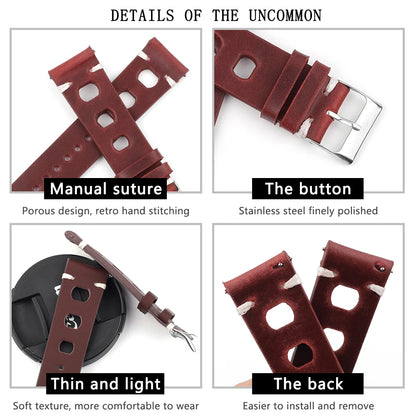 Leather watch strap, Fast - Vintage, Chronograph - Universal