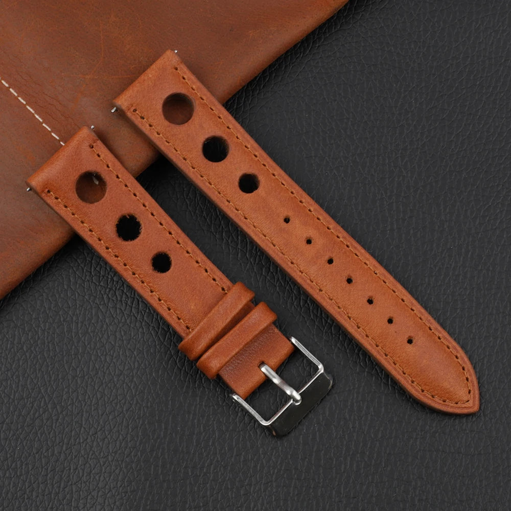 Cinturino per orologio in vera pelle traspirante, 3 fori, 18mm, 20mm, 22mm, 24mm, leggero, accessori per orologi di alta qualità