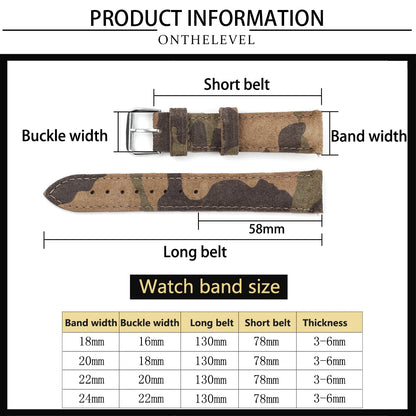 Onthelevel-Bracelet de montre en daim, pièce de rechange, 18mm 20mm 22mm 24mm
