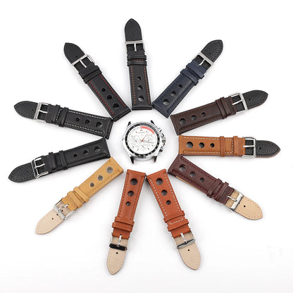 Cinturino per orologio in vera pelle traspirante, 3 fori, 18mm, 20mm, 22mm, 24mm, leggero, accessori per orologi di alta qualità