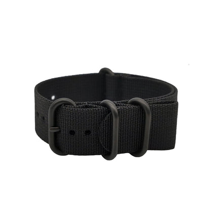 Masar ZULU Bracelet Nato 19mm Nylon - Noir / Full Black - Homme - Strap Raide et épais 2mm