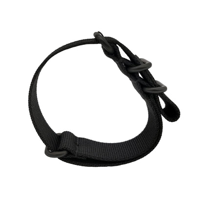 Masar ZULU Bracelet Nato 19mm Nylon - Noir / Full Black - Homme - Strap Raide et épais 2mm