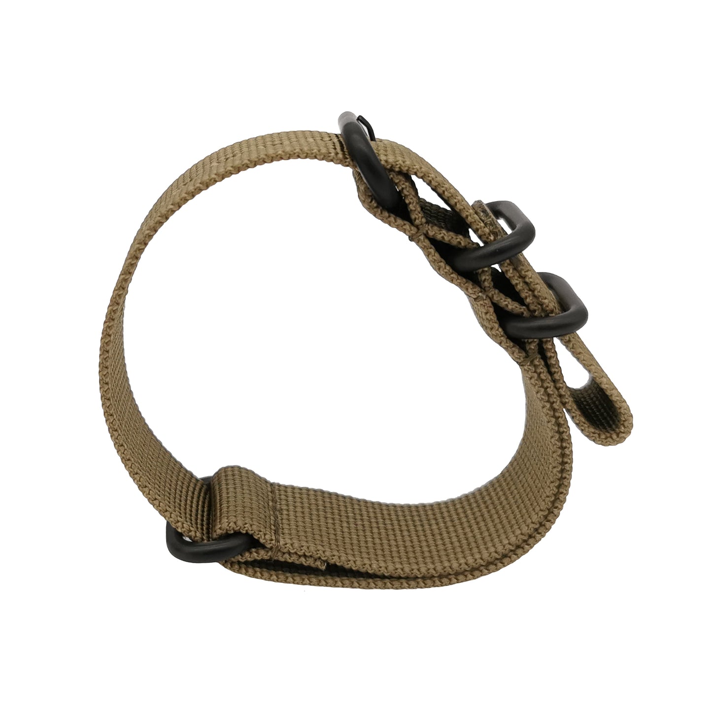 Masar ZULU Bracelet Nato 19mm Nylon Vert - Olive / Boucle Noir - Homme - Strap Raide et épais 2mm