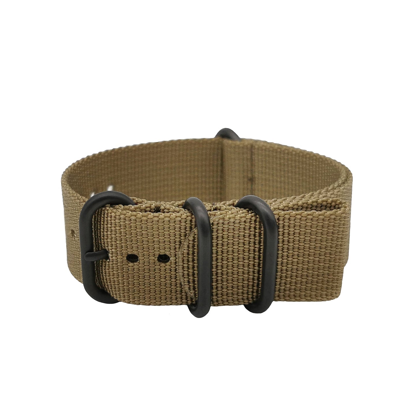 Masar ZULU Bracelet Nato 19mm Nylon Vert - Olive / Boucle Noir - Homme - Strap Raide et épais 2mm