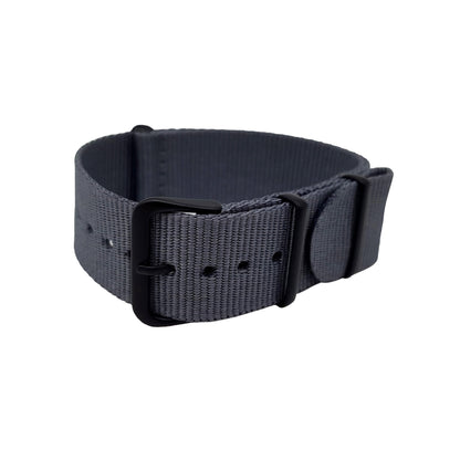 Masar Bracelet NATO 24mm Nylon Gris foncé / Boucle Noir - Souple - Montres légères hommes femmes - Épaisseur 1mm