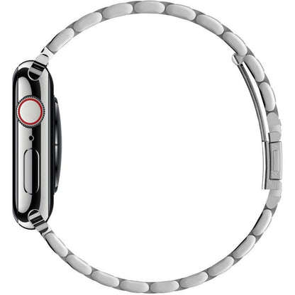 Masar Bracelet Boucle Déployante à Maillons Pour Apple Watch - Or Rose Acier Inoxydable 304L - 3 Rangées