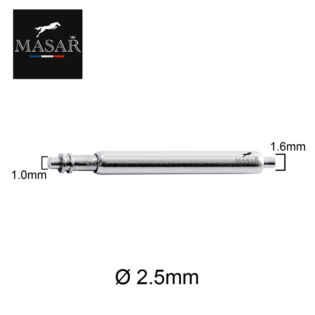 Masar Ø 2,6 mm Compatible Panerai - Correa de reloj con barra de resorte de acero inoxidable 316L - 2 piezas
