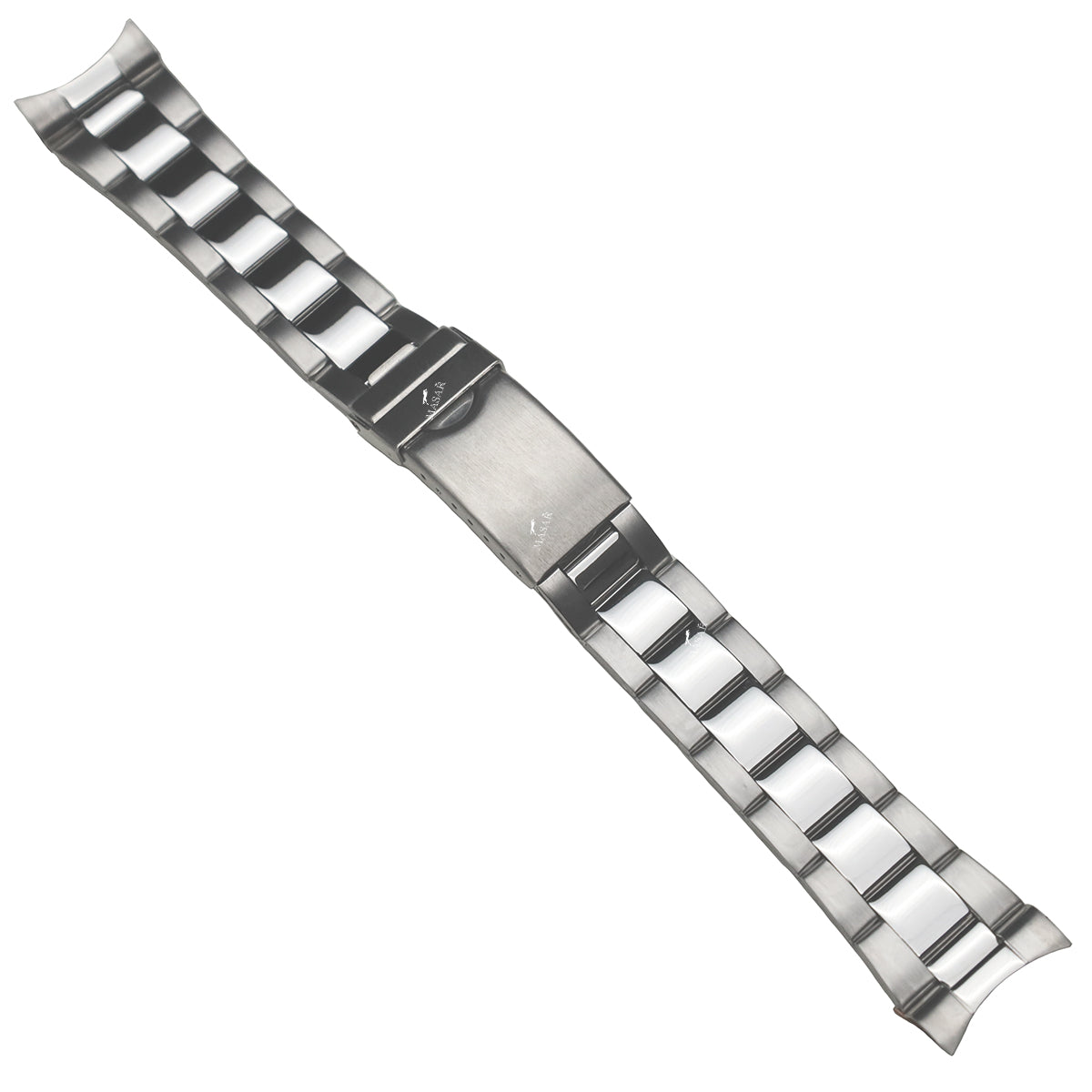 Pulsera curva premium compatible con Rolex Oyster - Acero cepillado con espejo para hombre de 20 mm
