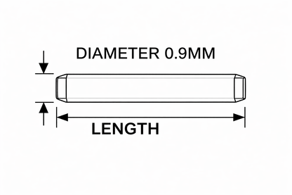 Perni Ø 0,9mm - Barretta Tonda Piena per Bracciale di orologio - Inox 316L - 2 Pz