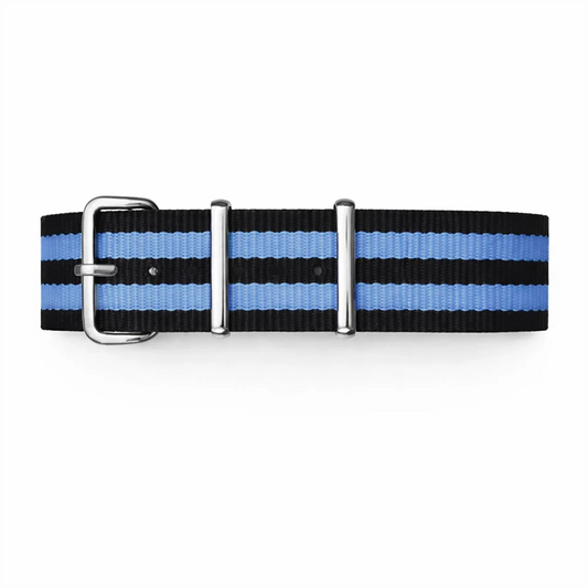 Nato Watch Strap Black / 2 Light Blue Stripes