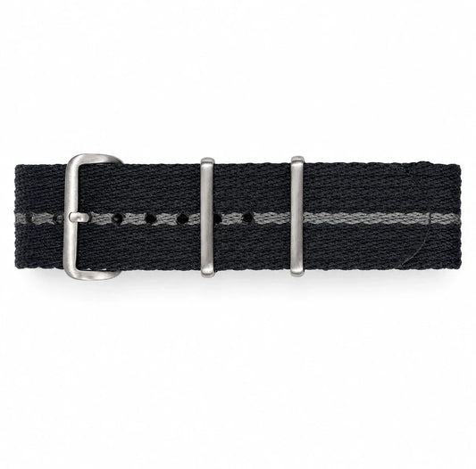 Black / Grey Nato Bracelet - Soft Flexible Braided Nylon 1.5mm - Premium