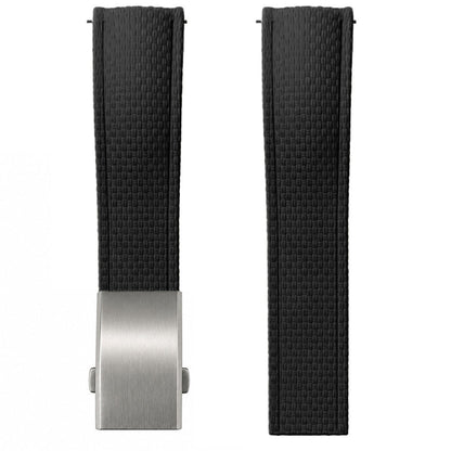 FKM Rubber Watch Strap - Compatible with Seiko - SAILCLOTH Texture / Curved & Quick Release / CTS - Deployment Clasp