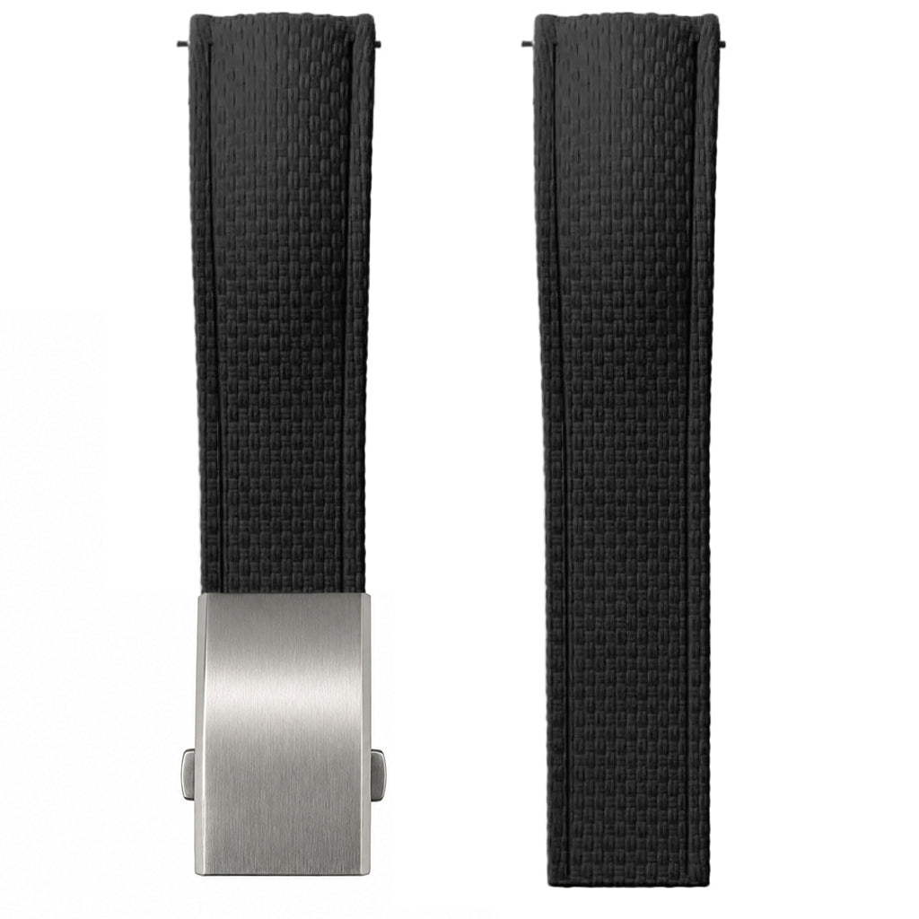 FKM Rubber Watch Strap - SAILCLOTH Texture / Curved & Quick Release / CTS - Deployment Clasp
