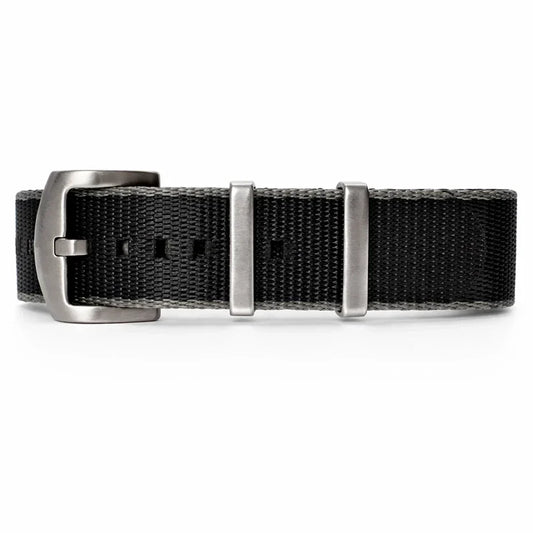 XXL 32cm Grey / Black Nylon NATO Watch Strap / Satin Buckle - Men's