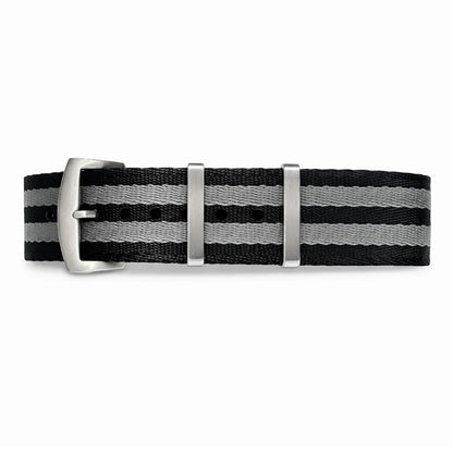 Masar Bracelet de Montre Nato James Bond Noir Gris - Nylon doux tressé 1,25mm