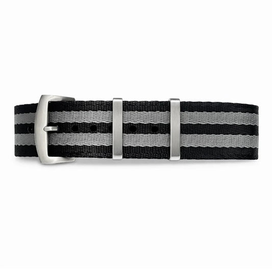 James Bond Nato Watch Strap Black Grey - Braided soft nylon 1.25mm