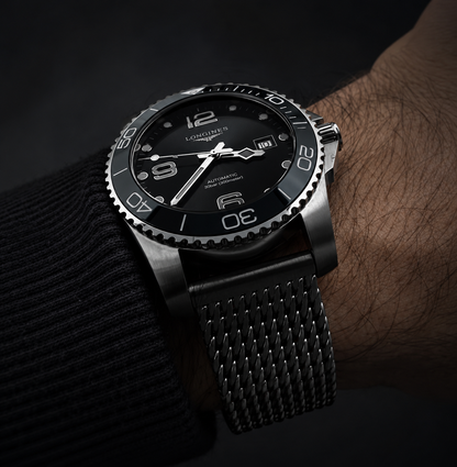 Premium Milanese Mesh Watch Strap - Big Mesh - Black 316L Steel - Deployant Buckle
