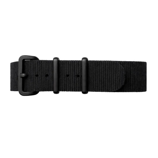 Masar Bracelet Montre NATO Nylon Noir / Boucle Noir - Souple - Épaisseur 1mm
