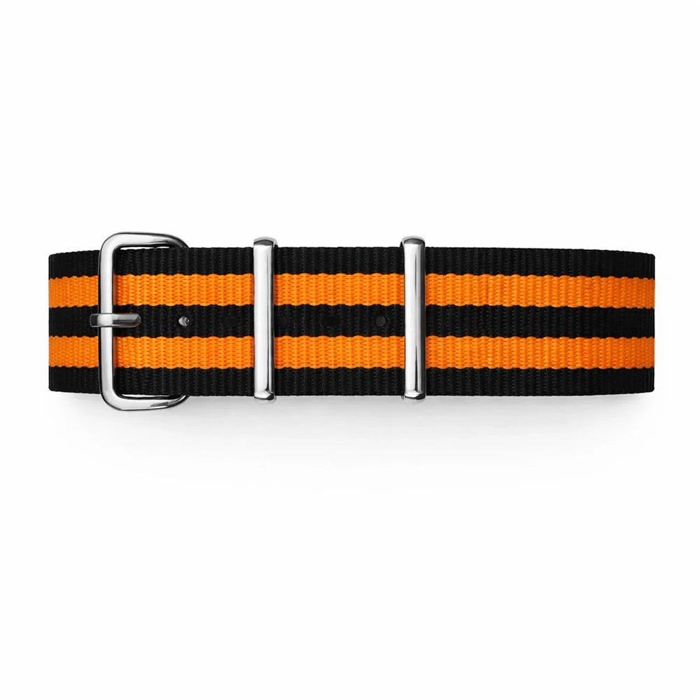 Bracelet Montre Nato Noir / 2 bandes Orange