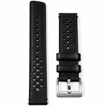 Cinturino per orologio Rally in pelle nera perforata - Rapido - Universale