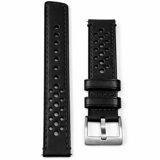 Cinturino per orologio Rally in pelle nera perforata - Rapido - Universale