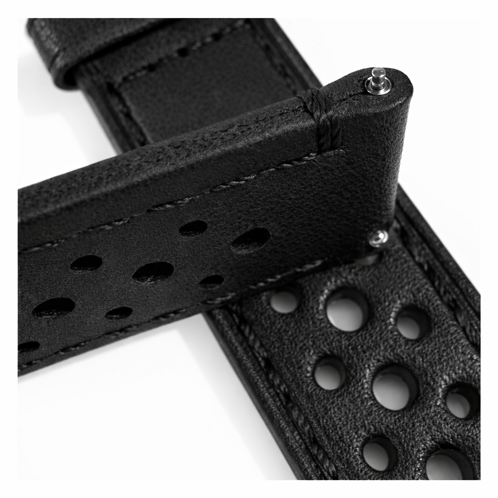 Cinturino per orologio Rally in pelle nera traforata - Rapido - Universale